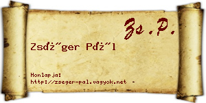 Zséger Pál névjegykártya